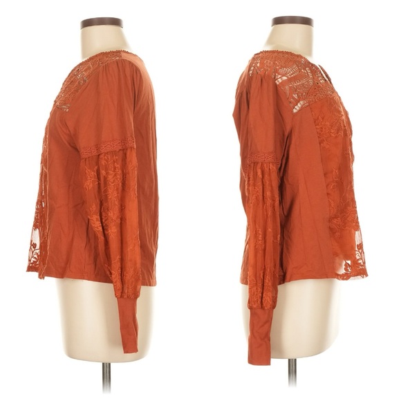 {Anthropologie | Tiny} Orange Lace Long Sleeve Blouse - Picture 6 of 15
